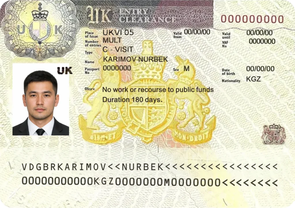 Пример визы Великобритании
