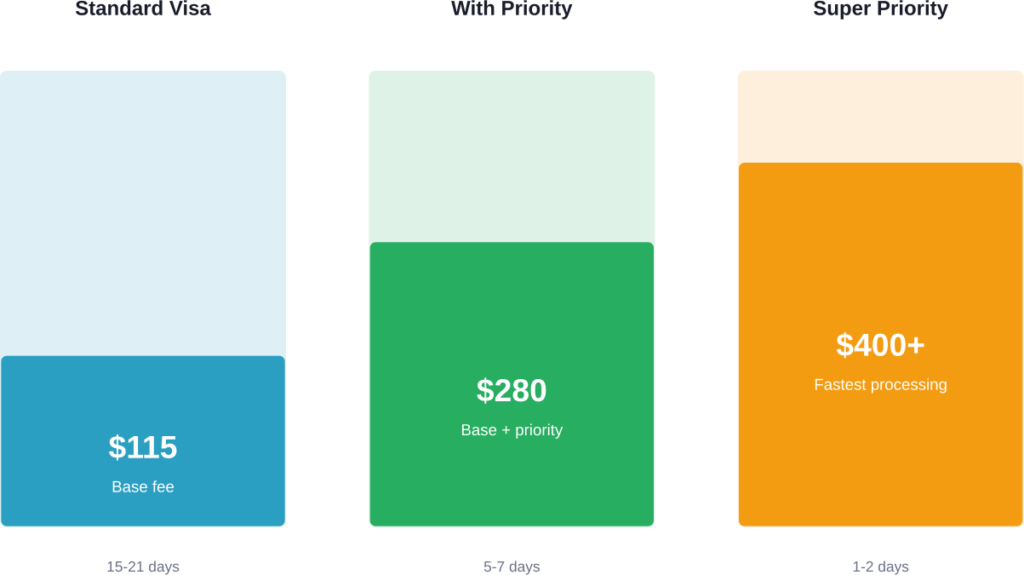 UK visa cost comparison for Belarusian citizens showing standard and expedited processing options