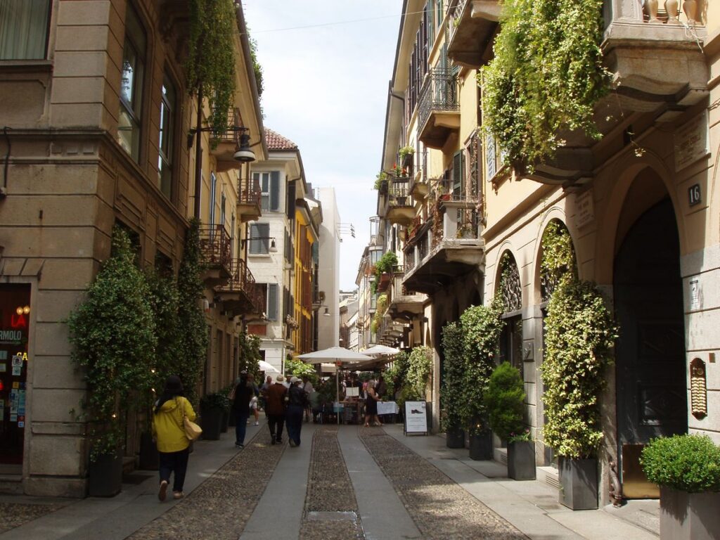 Beautiful historical street in Milan