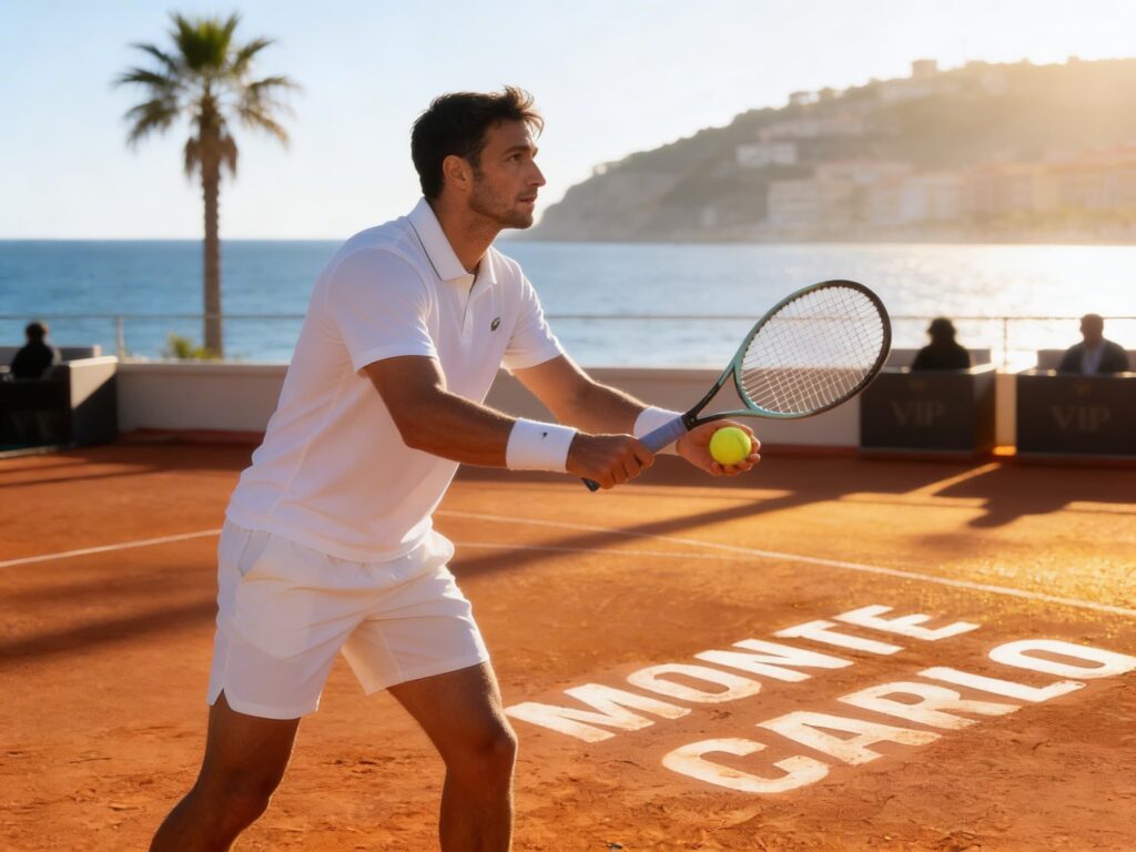 A tennis player on the clay court